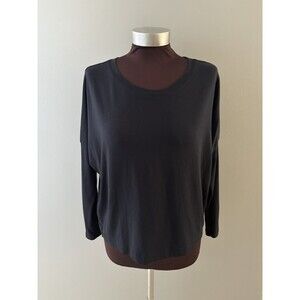 The Cats Pajamas Classic Pima Knit Size XS Black Long Sleeve Top Oversize Lounge